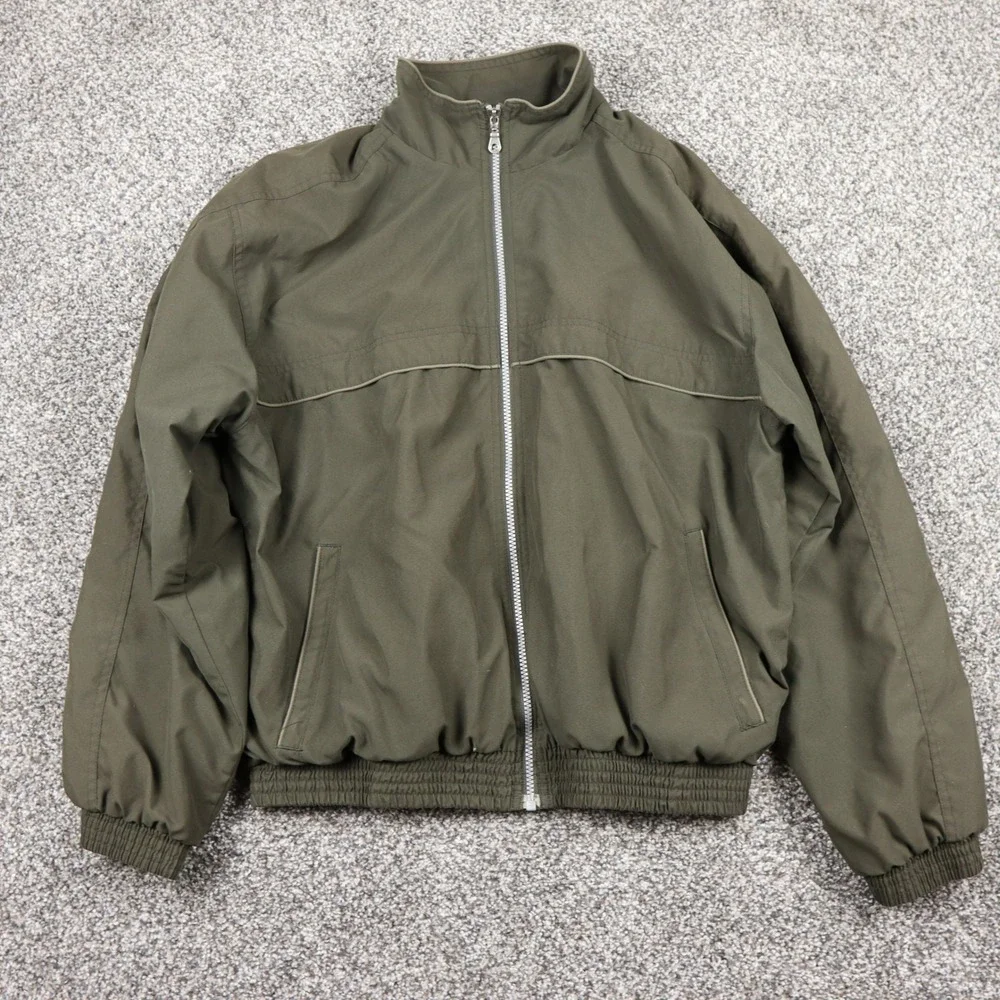 Roundtree & Yorke Sport Olive Green Full Zip Bomber Jacket‎ Men's Size M 90s Dad